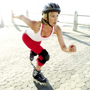 Woman Rollerblading on a Pier